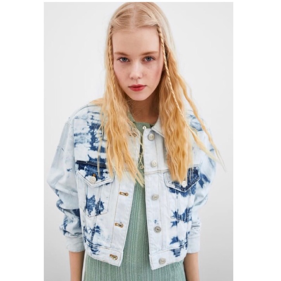 Zara Jackets & Blazers - Zara Tie Dye Cropped Denim Jacket